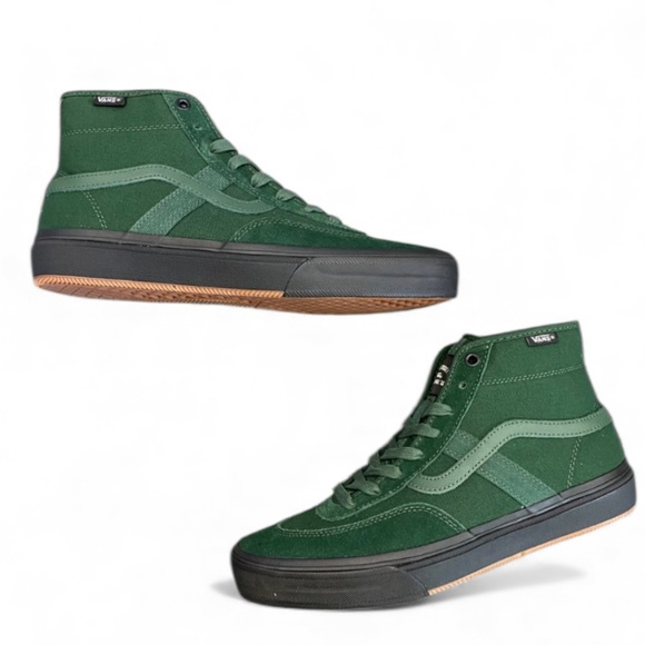Vans Dark Green & Black Crocket High Tops With Extra Vans Brand Laces - Picture 2 of 8